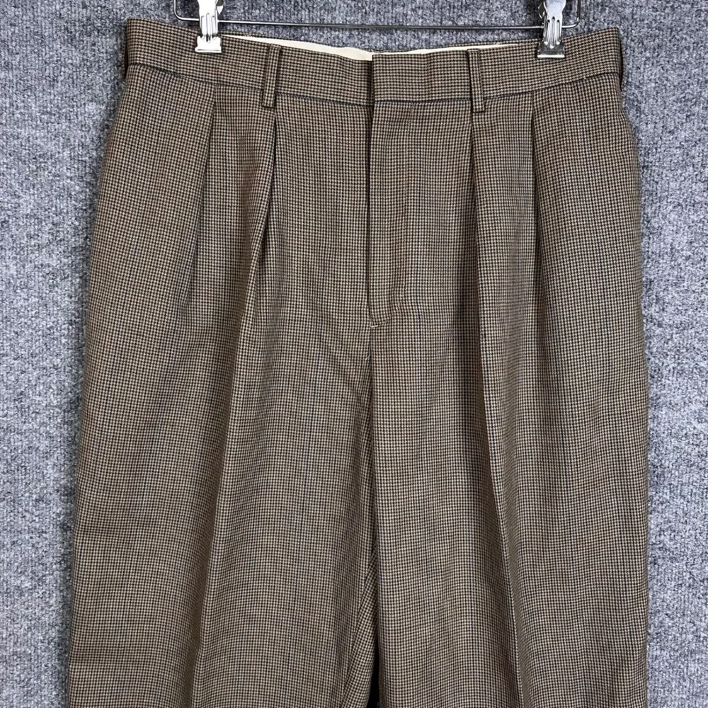 VINTAGE J Crew Oarsman Wool Dress Pants 34 Excellent Pleated Cuffed Houndstooth